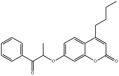 4-butyl-7-(1-oxo-1-phenylpropan-2-yl)oxychromen-2-one Struktur