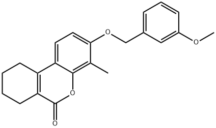 3-[(3-methoxyphenyl)methoxy]-4-methyl-7,8,9,10-tetrahydrobenzo[c]chromen-6-one Struktur