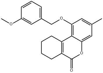 1-[(3-methoxyphenyl)methoxy]-3-methyl-7,8,9,10-tetrahydrobenzo[c]chromen-6-one Struktur