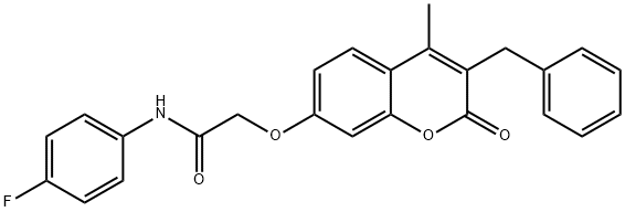 2-(3-benzyl-4-methyl-2-oxochromen-7-yl)oxy-N-(4-fluorophenyl)acetamide Struktur