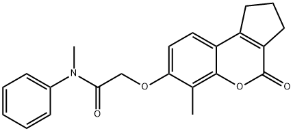 N-methyl-2-[(6-methyl-4-oxo-2,3-dihydro-1H-cyclopenta[c]chromen-7-yl)oxy]-N-phenylacetamide Struktur