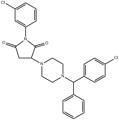 1-(3-chlorophenyl)-3-[4-[(4-chlorophenyl)-phenylmethyl]piperazin-1-yl]pyrrolidine-2,5-dione Struktur