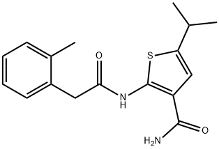 2-[[2-(2-methylphenyl)acetyl]amino]-5-propan-2-ylthiophene-3-carboxamide Struktur