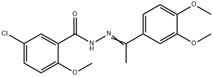 5-chloro-N-[(E)-1-(3,4-dimethoxyphenyl)ethylideneamino]-2-methoxybenzamide Struktur