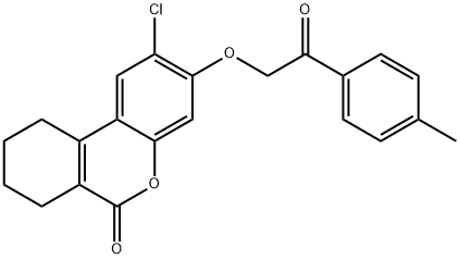 2-chloro-3-[2-(4-methylphenyl)-2-oxoethoxy]-7,8,9,10-tetrahydrobenzo[c]chromen-6-one Struktur