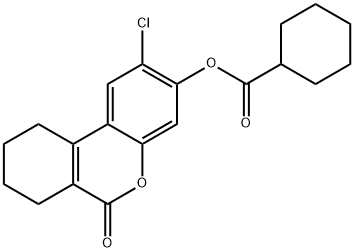 (2-chloro-6-oxo-7,8,9,10-tetrahydrobenzo[c]chromen-3-yl) cyclohexanecarboxylate Struktur