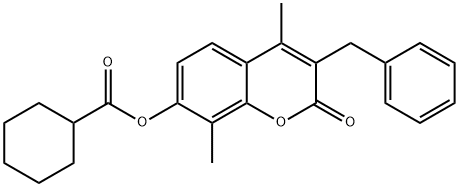 (3-benzyl-4,8-dimethyl-2-oxochromen-7-yl) cyclohexanecarboxylate Struktur