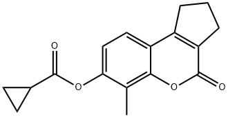 (6-methyl-4-oxo-2,3-dihydro-1H-cyclopenta[c]chromen-7-yl) cyclopropanecarboxylate Struktur