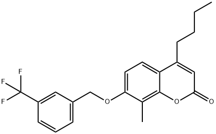 4-butyl-8-methyl-7-[[3-(trifluoromethyl)phenyl]methoxy]chromen-2-one Structure