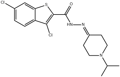 3,6-dichloro-N-[(1-propan-2-ylpiperidin-4-ylidene)amino]-1-benzothiophene-2-carboxamide Struktur