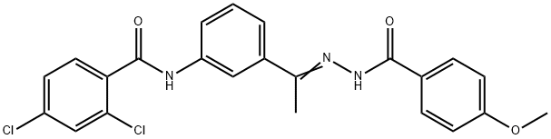 2,4-dichloro-N-[3-[(Z)-N-[(4-methoxybenzoyl)amino]-C-methylcarbonimidoyl]phenyl]benzamide Struktur