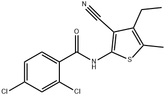 2,4-dichloro-N-(3-cyano-4-ethyl-5-methylthiophen-2-yl)benzamide Struktur