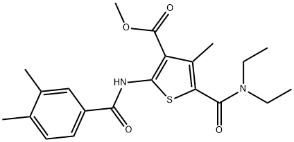 methyl 5-(diethylcarbamoyl)-2-[(3,4-dimethylbenzoyl)amino]-4-methylthiophene-3-carboxylate Struktur