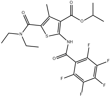 propan-2-yl 5-(diethylcarbamoyl)-4-methyl-2-[(2,3,4,5,6-pentafluorobenzoyl)amino]thiophene-3-carboxylate Struktur