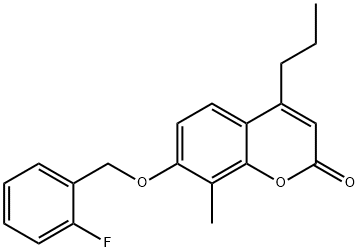 7-[(2-fluorophenyl)methoxy]-8-methyl-4-propylchromen-2-one Struktur