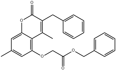 benzyl 2-(3-benzyl-4,7-dimethyl-2-oxochromen-5-yl)oxyacetate Struktur