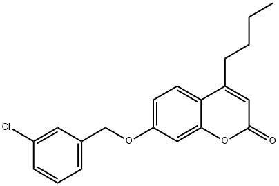 4-butyl-7-[(3-chlorophenyl)methoxy]chromen-2-one Struktur