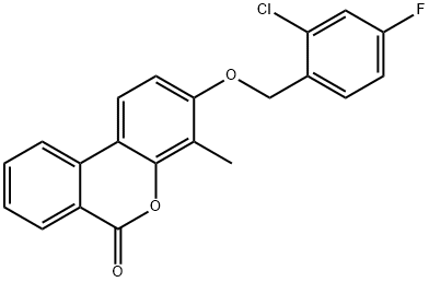 3-[(2-chloro-4-fluorophenyl)methoxy]-4-methylbenzo[c]chromen-6-one Struktur