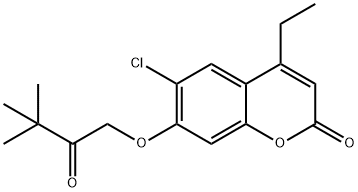 6-chloro-7-(3,3-dimethyl-2-oxobutoxy)-4-ethylchromen-2-one Struktur