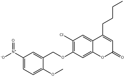 4-butyl-6-chloro-7-[(2-methoxy-5-nitrophenyl)methoxy]chromen-2-one Struktur