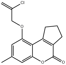 9-(2-chloroprop-2-enoxy)-7-methyl-2,3-dihydro-1H-cyclopenta[c]chromen-4-one Struktur