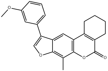 10-(3-methoxyphenyl)-7-methyl-1,2,3,4-tetrahydro-[1]benzofuro[6,5-c]isochromen-5-one Struktur