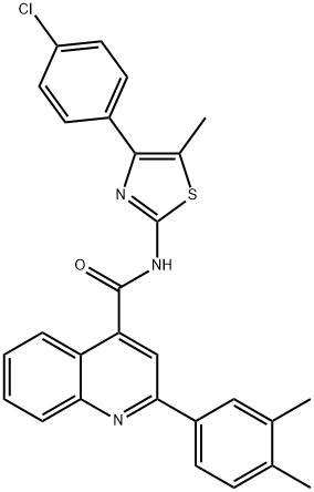 N-[4-(4-chlorophenyl)-5-methyl-1,3-thiazol-2-yl]-2-(3,4-dimethylphenyl)quinoline-4-carboxamide Struktur