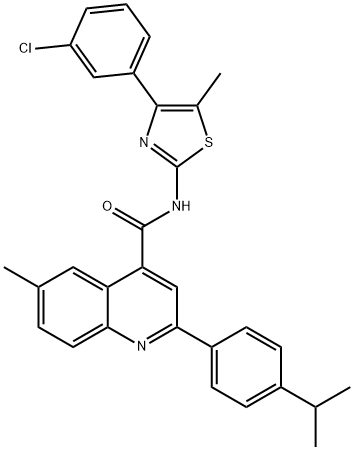 N-[4-(3-chlorophenyl)-5-methyl-1,3-thiazol-2-yl]-6-methyl-2-(4-propan-2-ylphenyl)quinoline-4-carboxamide Struktur