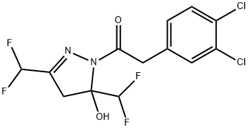 1-[3,5-bis(difluoromethyl)-5-hydroxy-4H-pyrazol-1-yl]-2-(3,4-dichlorophenyl)ethanone Struktur