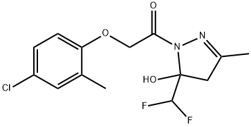 2-(4-chloro-2-methylphenoxy)-1-[5-(difluoromethyl)-5-hydroxy-3-methyl-4H-pyrazol-1-yl]ethanone Struktur