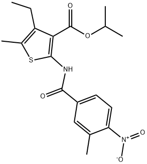 propan-2-yl 4-ethyl-5-methyl-2-[(3-methyl-4-nitrobenzoyl)amino]thiophene-3-carboxylate Struktur