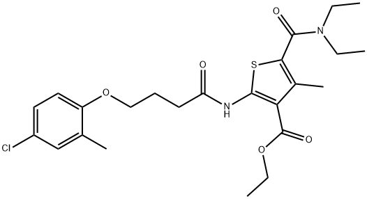 ethyl 2-[4-(4-chloro-2-methylphenoxy)butanoylamino]-5-(diethylcarbamoyl)-4-methylthiophene-3-carboxylate Struktur