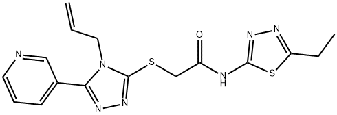 N-(5-ethyl-1,3,4-thiadiazol-2-yl)-2-[(4-prop-2-enyl-5-pyridin-3-yl-1,2,4-triazol-3-yl)sulfanyl]acetamide Struktur