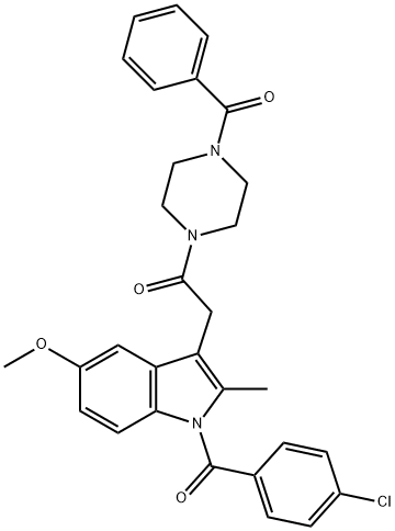 1-(4-benzoylpiperazin-1-yl)-2-[1-(4-chlorobenzoyl)-5-methoxy-2-methylindol-3-yl]ethanone Struktur