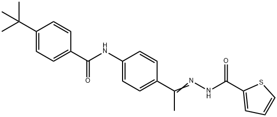 N-[(Z)-1-[4-[(4-tert-butylbenzoyl)amino]phenyl]ethylideneamino]thiophene-2-carboxamide Struktur