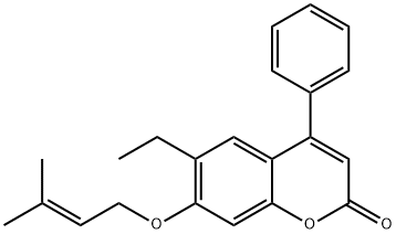 6-ethyl-7-(3-methylbut-2-enoxy)-4-phenylchromen-2-one Struktur