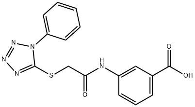 3-[[2-(1-phenyltetrazol-5-yl)sulfanylacetyl]amino]benzoic acid Struktur