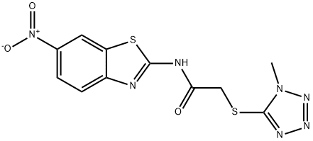 2-(1-methyltetrazol-5-yl)sulfanyl-N-(6-nitro-1,3-benzothiazol-2-yl)acetamide Struktur