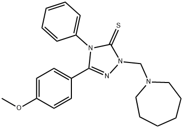 2-(azepan-1-ylmethyl)-5-(4-methoxyphenyl)-4-phenyl-1,2,4-triazole-3-thione Struktur