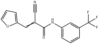 (E)-2-cyano-3-(furan-2-yl)-N-[3-(trifluoromethyl)phenyl]prop-2-enamide Struktur