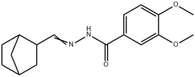 N-[(E)-3-bicyclo[2.2.1]heptanylmethylideneamino]-3,4-dimethoxybenzamide Struktur