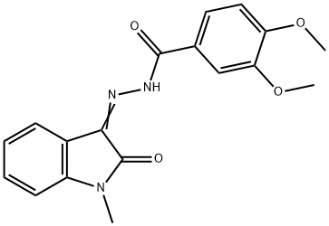 3,4-dimethoxy-N-[(E)-(1-methyl-2-oxoindol-3-ylidene)amino]benzamide Struktur