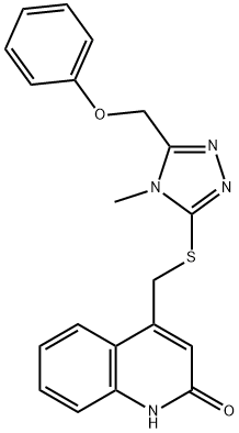 4-[[4-methyl-5-(phenoxymethyl)-1,2,4-triazol-3-yl]sulfanylmethyl]-1H-quinolin-2-one Struktur