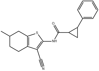 N-(3-cyano-6-methyl-4,5,6,7-tetrahydro-1-benzothiophen-2-yl)-2-phenylcyclopropane-1-carboxamide Struktur