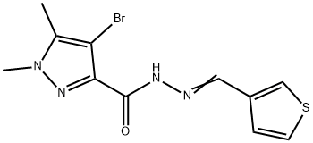 4-bromo-1,5-dimethyl-N-[(E)-thiophen-3-ylmethylideneamino]pyrazole-3-carboxamide Struktur