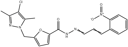 5-[(4-chloro-3,5-dimethylpyrazol-1-yl)methyl]-N-[(Z)-[(E)-3-(2-nitrophenyl)prop-2-enylidene]amino]furan-2-carboxamide Struktur