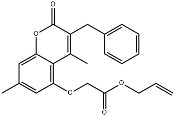 prop-2-enyl 2-(3-benzyl-4,7-dimethyl-2-oxochromen-5-yl)oxyacetate Struktur