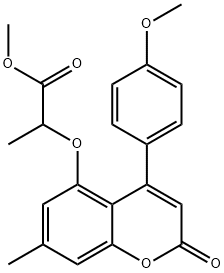 methyl 2-[4-(4-methoxyphenyl)-7-methyl-2-oxochromen-5-yl]oxypropanoate Struktur