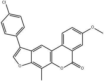 10-(4-chlorophenyl)-3-methoxy-7-methyl-[1]benzofuro[6,5-c]isochromen-5-one Struktur