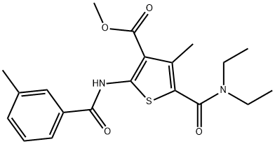 methyl 5-(diethylcarbamoyl)-4-methyl-2-[(3-methylbenzoyl)amino]thiophene-3-carboxylate Struktur